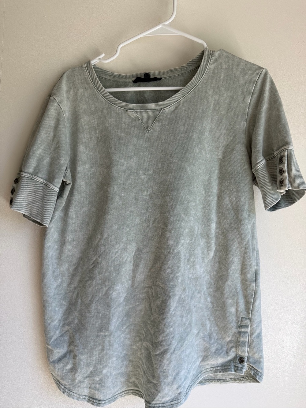 Washed Sage Short Sleeve Pullover Top
